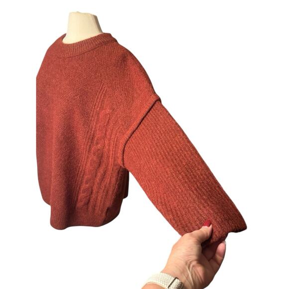 Madewell NEW Cable Havener Pullover Sweater 2X Wool Angora Heather Auburn $98 - Picture 4 of 10